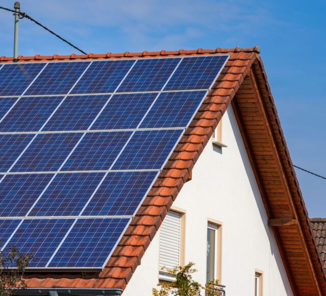 Beautiful shot of solar panels on the roof of a house